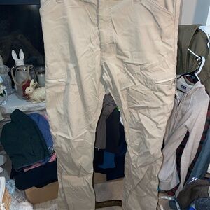 Wrangler Tan Cargo Pants with Silver Logo